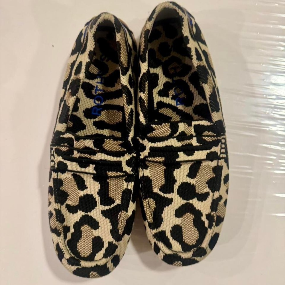Rothy's Leopard Print Driver - Black & Tan